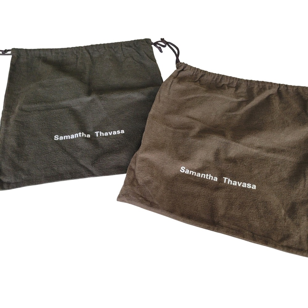 Samantha Thavasa Set of 2 Drawstring Dust‎ Bags Brown Handbag Protection